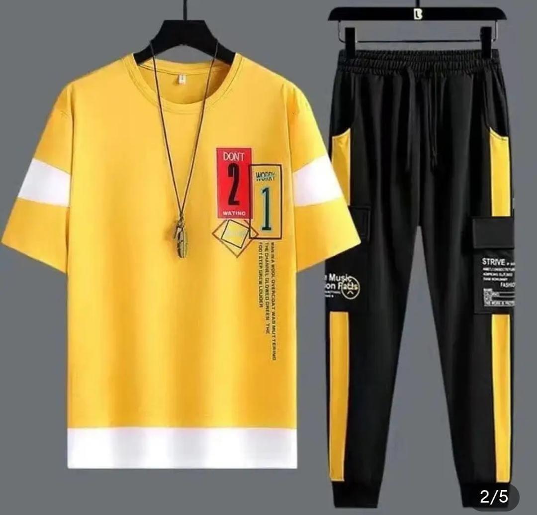 2 Pcs Men's Polyester Printed Track Suit