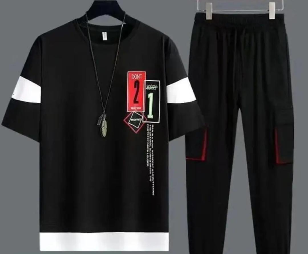 2 Pcs Men's Polyester Printed Track Suit