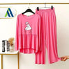 2 Pcs Heart Printed Printed Fleece Night Suit for Women
